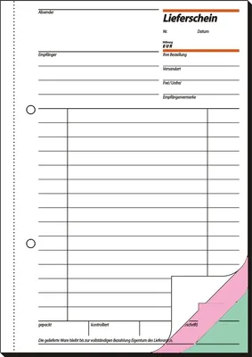 Produktbild von Formularbuch Lieferschein A5 VE=5x3x50 Blatt