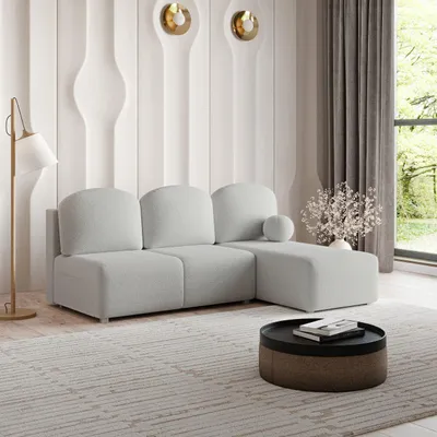 Produktbild von Masseno Ecksofa TRAMA mit Schlaffunktion L-Form, Sofa mit Bettkasten, Wohnzimmersofa, Couch, Soffa, Bettsofa, Couchgarnitur- Hellgrau, QUELLE 83