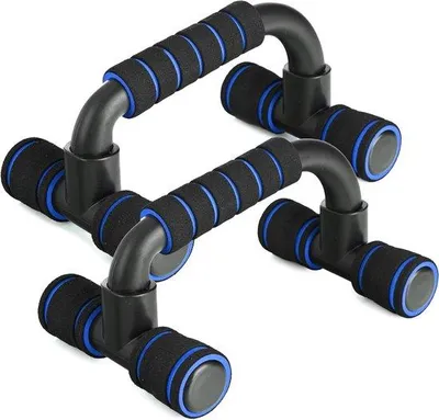 Productafbeelding van Opdrukbeugels Set - Push Up Bars - Krachttraining Thuisfitness - Antislip Schuimgrepen - 23 x 13.5 cm - Blauw