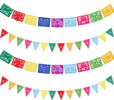 Imagen del producto de Decoraciones para fiestas mexicanas, juego de 4 piezas, guirnaldas de colores, ideales para cumpleaños y baby showers