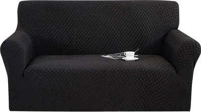 Obrázek produktu pro Topchances Stretch Sofa Cover Elastický žakárový potah na pohovku s područkami pro 3místnou pohovku, černý