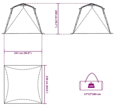 Produktbild von vidaXL Strandzelt 4 Personen Seegrün Quick Release Wasserdicht