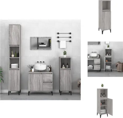 Produktbild von vidaXL Badschrank Grau Sonoma 30x30x100 cm Holzwerkstoff -  Badezimmermöbel-Sets