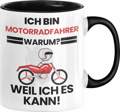 Produktbild von Motorradfahrer Geschenk Tasse Lustiger Spruch Ich Bin Motorradfahrer Warum Weil Ich Es Kann Geschenkidee Bester Motorradfahrer Geburtstag Kaffee-Becher (Schwarz)