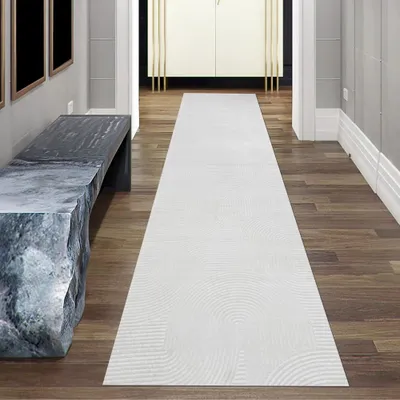 Produktbild von Kuschliger Teppich mit schönem Linienmuster in weiß Größe - 80 x 300 cm