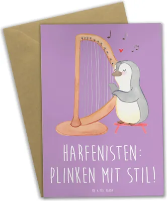 Produktbild von Mr. & Mrs. Panda babykarte Harfe mit Stil - Lavendeltraum - Geschenk, weihnachtskarten, Musik, Instrument, Folk, glückwunschkarten, Elegant, Harfenmusik, himmlisch