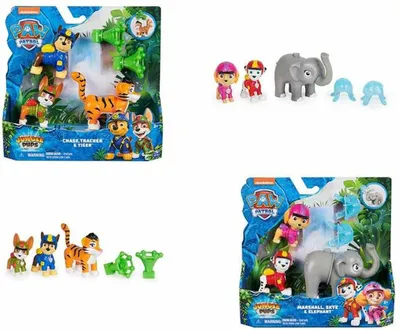 Produktbild von PAW Patrol Jungle Pups - Hero Pups Figuren-Set mit 2 Hundefiguren und einer Dschungeltier-Figur mit Wurffunktion (sortiert, Zufallsauswahl), 3 Jahr(e), Paw Patrol, Mehrfarbig