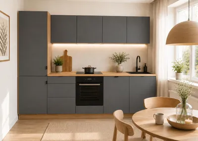 Produktbild von Küchenzeile 300 cm Modulküche Blockküche Küchenblock Einbauküche ohne Arbeitsplatte, LETANO Lovo 8 Grau mit Push-To-Open