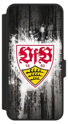 Produktbild von NIVOCASE Klapphülle für Samsung Galaxy A37 5G  Handyhülle aus Kunst Leder NIVOflip schwarz Bundesliga Offizielles Lizenzprodukt VfB Stuttgart