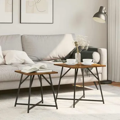 Produktbild von "WINTER SALE"Beistelltisch - modernes Design - Flurtisch/Wohnzimmertisch --Set 2 pcs Geräucherte Eiche und Schwarz DE869177 - Konsolentische