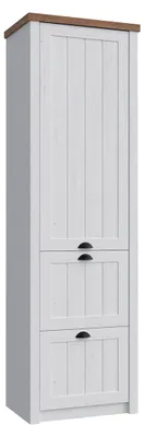 Produktbild von Schrank Léandre mit 2 Schubladen und 1 Tür, Weiß und Holzoptik, 205cm