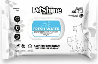 Immagine prodotto di Salviette umidificate per animali domestici Porrini Fresh Water 40 pezzi