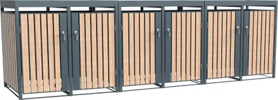 Image de Westmann Metall Mülltonnenbox Planta 6x240 L Box pour poubelles avec toit végétal 84x396x124 cm