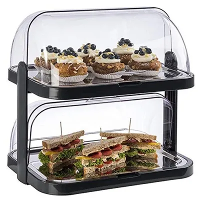 Doppeldecker Buffetvitrine, 2 Rolltöpfe, 2 Edelstahlschalen, 4 Kühlakkus