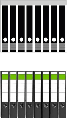 Produktbild von Wallario 8 Stück schmale Ordner inkl. Klebeetiketten mit Motive Schwarz -  Set mit Rückenschildern / Ordnerrücken Stickern