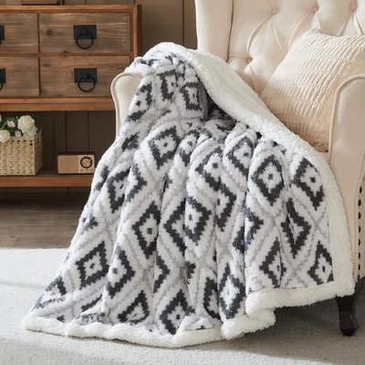 Produktbild von Sherpa Fleece Decke - Beidseitig Weich und Warm - Grau - 127x153cm