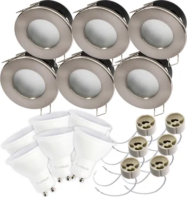 Obrázok produktu pre LUMILED zapustené bodové svietidlo LED bodové svietidlo kúpeľňa 6x zapustené bodové svietidlo zapustené bodové svietidlo saténový okrúhly hliník IP44 vrátane 6W žiarovky GU10 teplá biela 3000K 120°