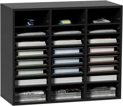 Image de Organiseur de bureau - Trieur - 99 x 30 x 68 cm - Papier A4 - 3 x 8 compartiments - Noir