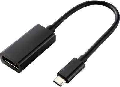 Produktbild von Renkforce USB-C® / DisplayPort Adapterkabel USB-C® Stecker, DisplayPort Buchse 0.14 m Schwarz RF-4613070 USB-C®-Display