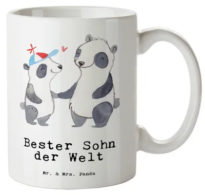 Produktbild von Mr. & Mrs. Panda Kaffeepott Panda Bester Sohn der Welt - Weiß - Geschenk, Teebecher, Große Tasse, Nachkomme, Keramikbecher, Vater, weisse, Dankeschön, Geschenkidee, Jumbo