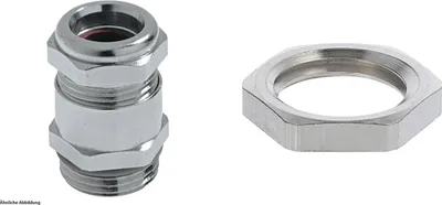 Produktbild von LAPP Verschraubung mit Gegenmutter M12x1,5 druckwasserdichte Messing (CuZn) vernickelt Gewindelänge 5,0mm - 1 Stück