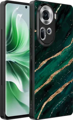 Produktbild von Smartphonica Handyhülle passend für Oppo Reno 11 mit Marmor  aufdruck - TPU Rückseite Fall Marmor Design - Grün Gold