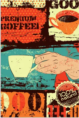 Produktbild von MuchoWow® Poster Kaffee - Vintage - Kaffeetasse - Collage 60x90 cm - Wanddekoration