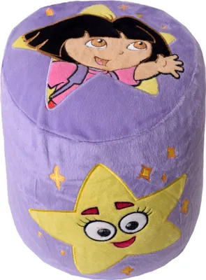 Produktbild von TE-Trend Plüsch aufblasbares Kindermöbel Hocker Sessel Dora Kinderhocker Kindersessel lila Motiv Stern