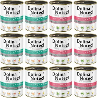 Produktbild von DOLINA NOTECI Premium reich an Perlhuhn mit Apfel – Nassfutter für Hunde – 800g