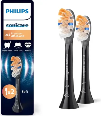 Immagine prodotto di Philips Wymienne główki szczoteczki | HX9092/88 Sonicare Premium All-in-One | Główki | Dla dorosłych | Liczba główek szczoteczki w zestawie 2 | Czarny