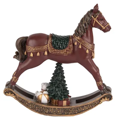 Produktbild von Clayre & Eef Weihnachtsdekorationsfigur Schaukelpferd 18x5x19 cm Braun Kunststoff