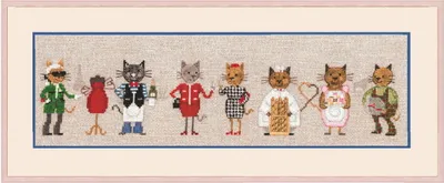 Produktbild von Le Bonheur des Dames Kreuzstich Set "Pariser Katzenfries", Zählmuster, 33,51x7cm