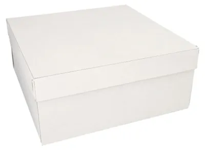 Produktbild von 10 Tortenkartons, mit Deckel, Pappe eckig 30 cm x 30 cm x 13 cm weiss