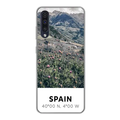 Produktbild von MuchoWow® Handyhülle Schutzhülle Hülle für Samsung Galaxy A30s Spanien - Berge - Blumen Silikon Softcase Handy Hülle - Karteninhaber