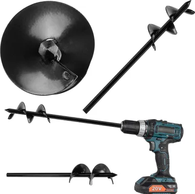 Obrázek produktu pro KADAX zemní vrták 50 mm pro vrtačku, zahradní vrták, vrták do země pro akumulátorový šroubovák, vrták pro sázení na zahradě, spirálový vrták pro vrtání děr do země