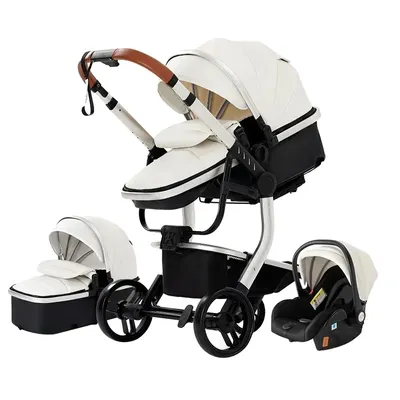 Zdjęcie produktu dla wózek dziecięcy 3 w 1, składana konstrukcja, nośność 20 kg, 518-biały