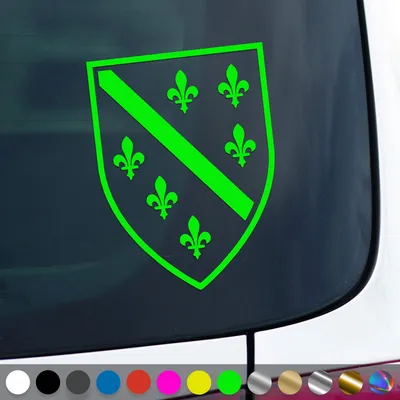Produktbild von PantherPixel Bosnien Aufkleber Wappen Flagge Fahne Bosna Sticker Auto Geschenkidee Farbe Neon-Grün