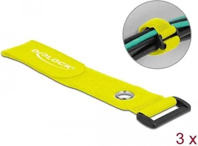 Immagine prodotto di Fascette stringicavo con chiusura a velcro - 28 cm - Giallo (confezione da 3)