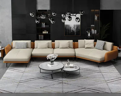 Produktbild von Ecksofa U-Form Wohnlandschaft Sofa Couch Polster Ecke Garnitur Stoff Sofas Leder