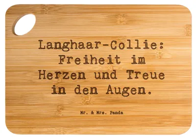 Produktbild von Mr. & Mrs. Panda Schneidebrett Spruch Langhaar Collie Treue - Transparent - Geschenk, Hunderasse, Hackbrett, aktive Familien, Hundeliebhaber, Hundeliebe, Frühstücksbrett