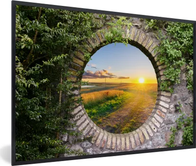 Produktbild von MuchoWow® Gerahmtes Poster Landleben - Aussicht - Sonne 90x60 cm - Poster mit Schwarzem Bilderrahmen Wandposter Rahmen Foto Bilder - Fotorahmen - Foto-Plakat