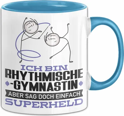Produktbild von RhythmischeGymnastin Geschenk Tasse Ich Bin RhythmischeGymnastin Aber Sag Doch Einfach Superheld Lustige Geschenkdiee für RhythmischeGymnastin Kaffee-Becher (Blau)