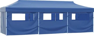 Image de vidaXL Tente de réception pliante Pop-Up avec 8 parois latérales 870x291x315 cm bleu