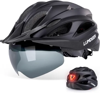 Produktbild von Fahrradhelm mit Licht und Visier, Unisex, verstellbar, für die Sicherheit