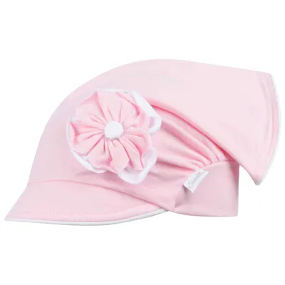 Produktbild von Mädchen Mütze Schirmmütze Kopftuch Sommer Baumwolle, Rosa-Weiß, Gr. 50/52