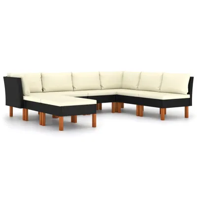 Produktbild von vidaXL 8-tlg. Garten-Lounge-Set mit Kissen Poly Rattan Schwarz
