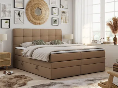 Produktbild von Boxspringbett mit Kopfteil und Topper, Polsterbett - LUKA-KING - 120x200cm - Braun - H4