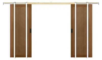 Produktbild von Versenkbare Doppelschiebetür aus MDF und Holz natur dunkel - 2 x H 205 x B 83 cm - SANDORA