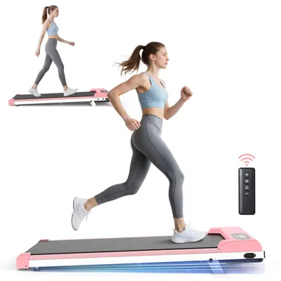 Obrázok produktu pre Bežecký pás so sklonom 7 % - Bežecké pásy 3 v 1 do 130 kg - Nastaviteľná rýchlosť 1-8 km/h - Bežecká plocha 38,5 x 90 cm - Ružová