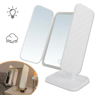 Produktbild von Kosmetikspiegel mit Beleuchtung, Dreifach Faltbarer LED Licht Schminkspiegel mit 1X/2X/3X Vergrößerung, 3 Einstellbare Farbtemperaturen